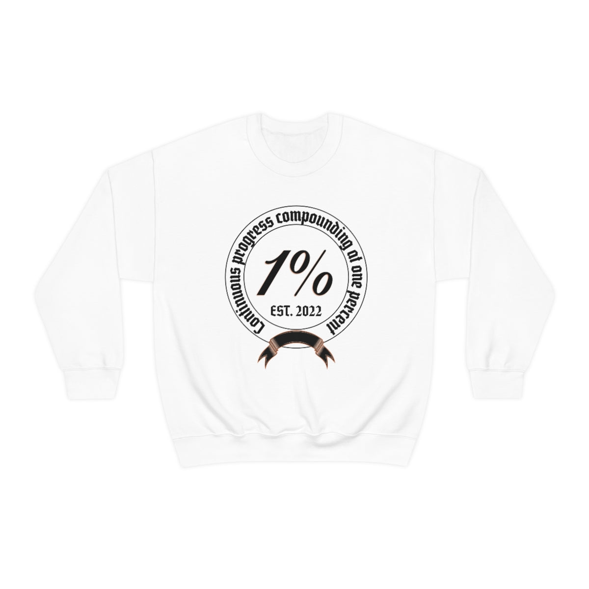 1% Badge Continuous Progress Unisex Heavy Blend Crewneck Sweatshirt | Lifestyle 4X Backside