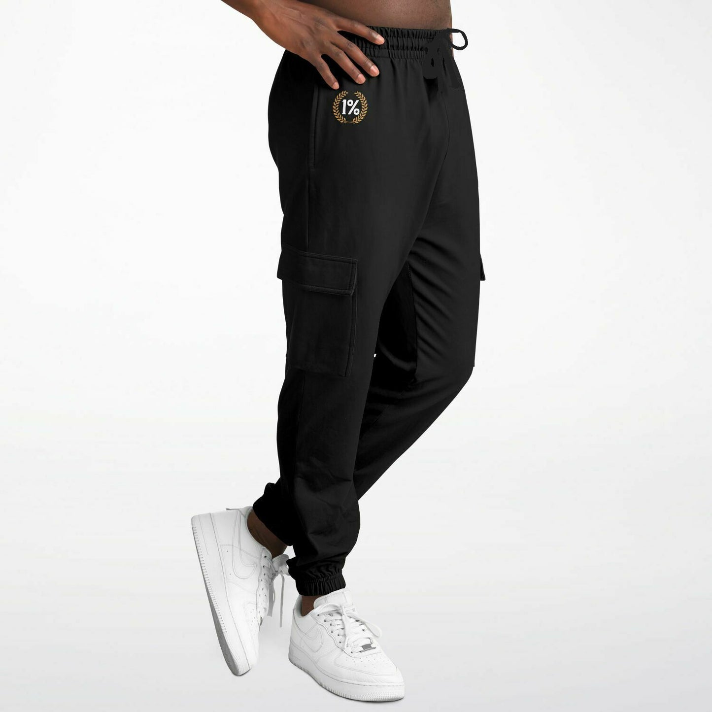 1% Wreath Logo Cargo Black Pants