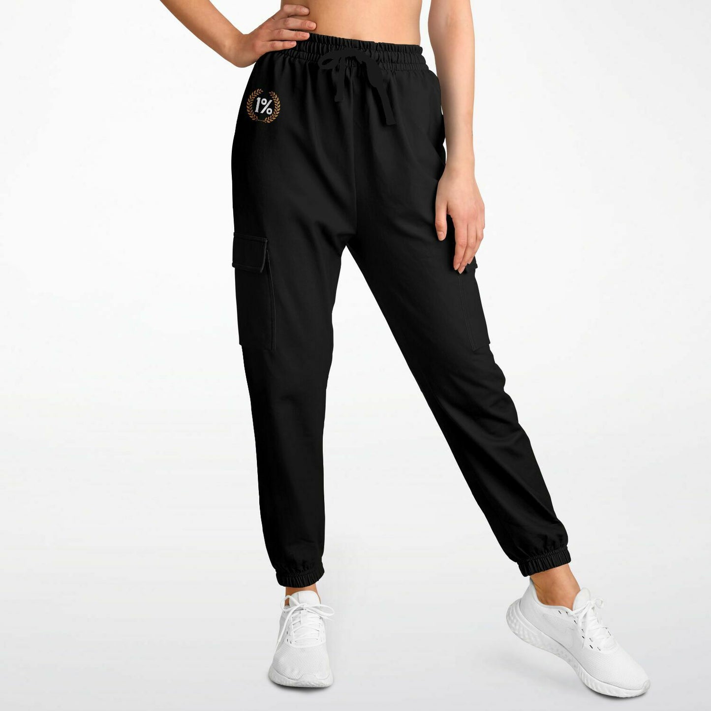 1% Wreath Logo Cargo Black Pants