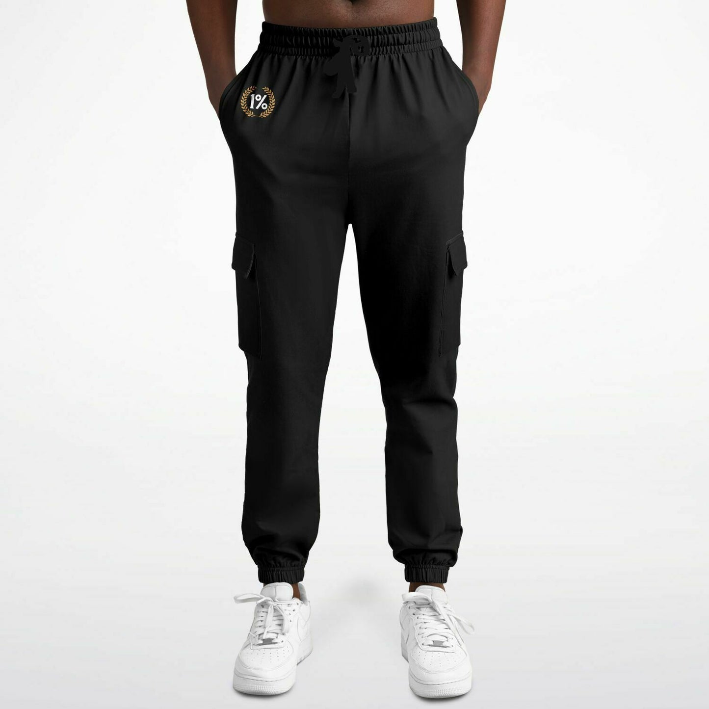 1% Wreath Logo Cargo Black Pants