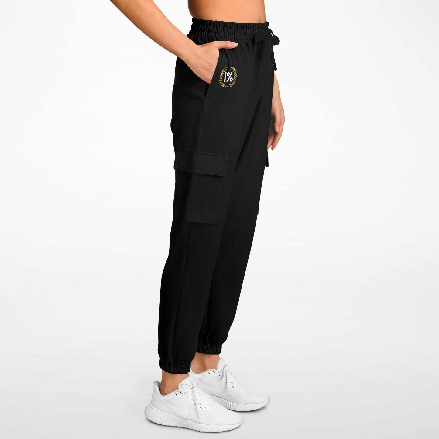 1% Wreath Logo Cargo Black Pants