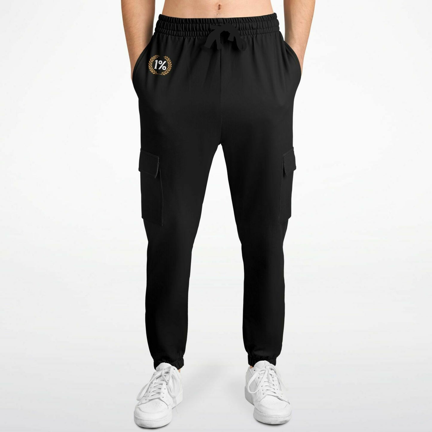 1% Wreath Logo Cargo Black Pants
