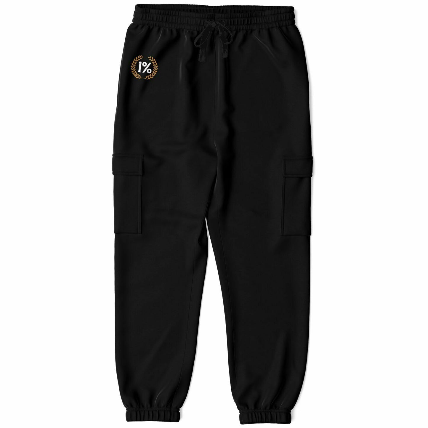 1% Wreath Logo Cargo Black Pants