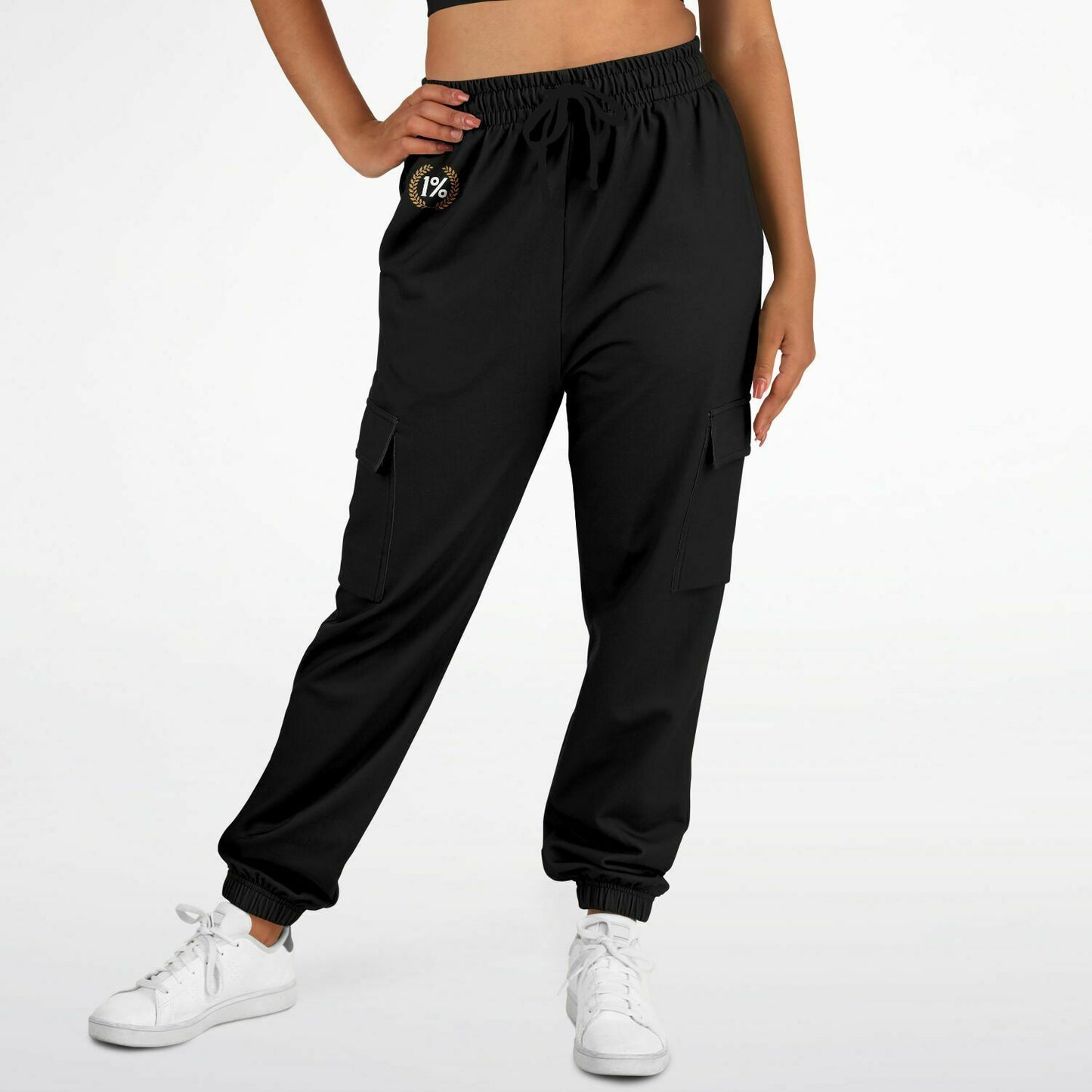 1% Wreath Logo Cargo Black Pants