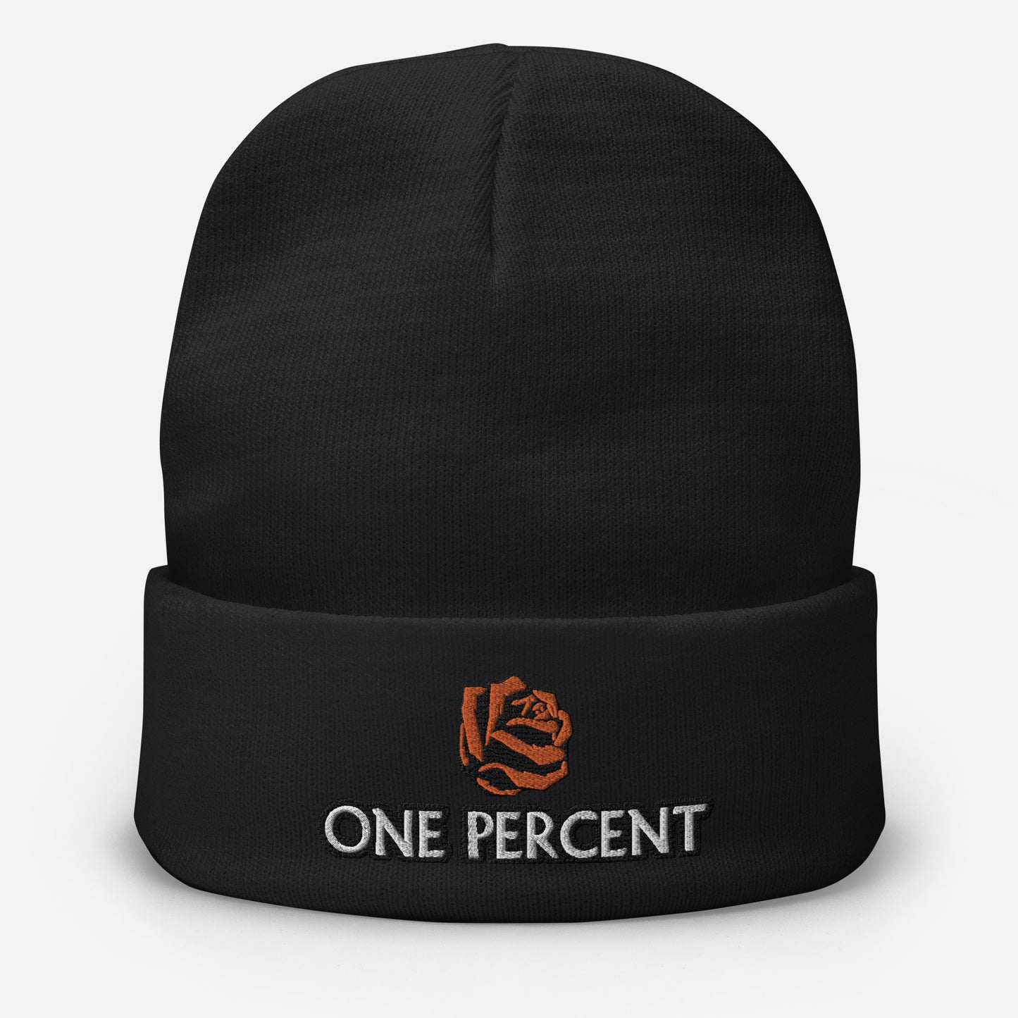 Red Rose One Percent Embroidered Beanie