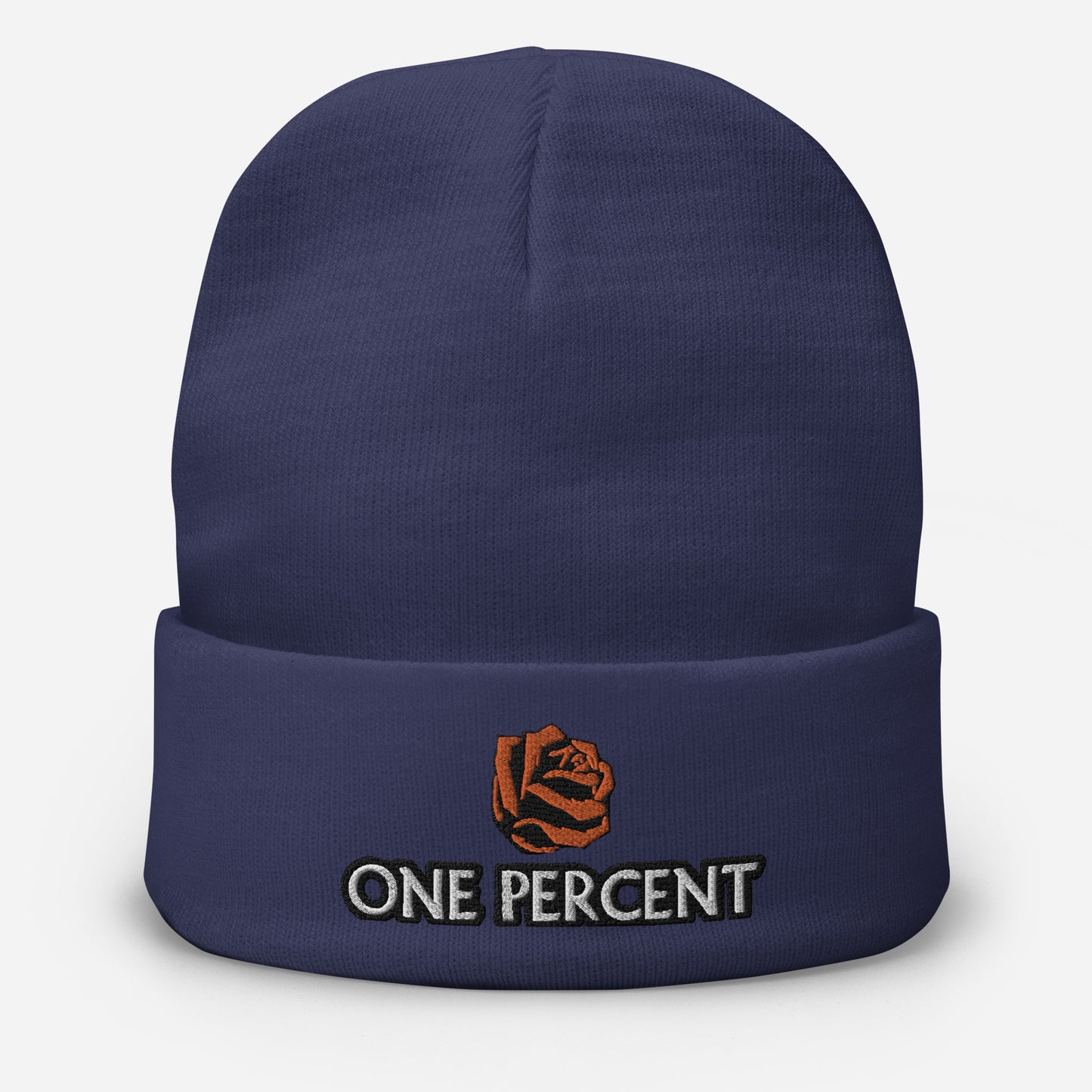 Red Rose One Percent Embroidered Beanie
