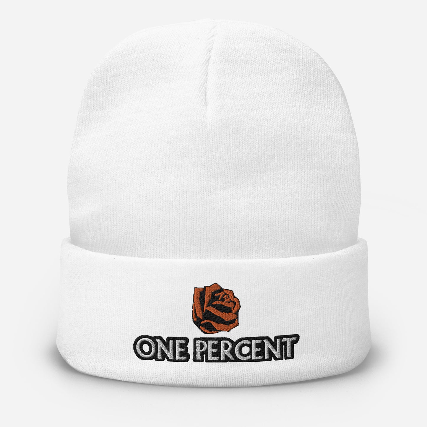 Red Rose One Percent Embroidered Beanie