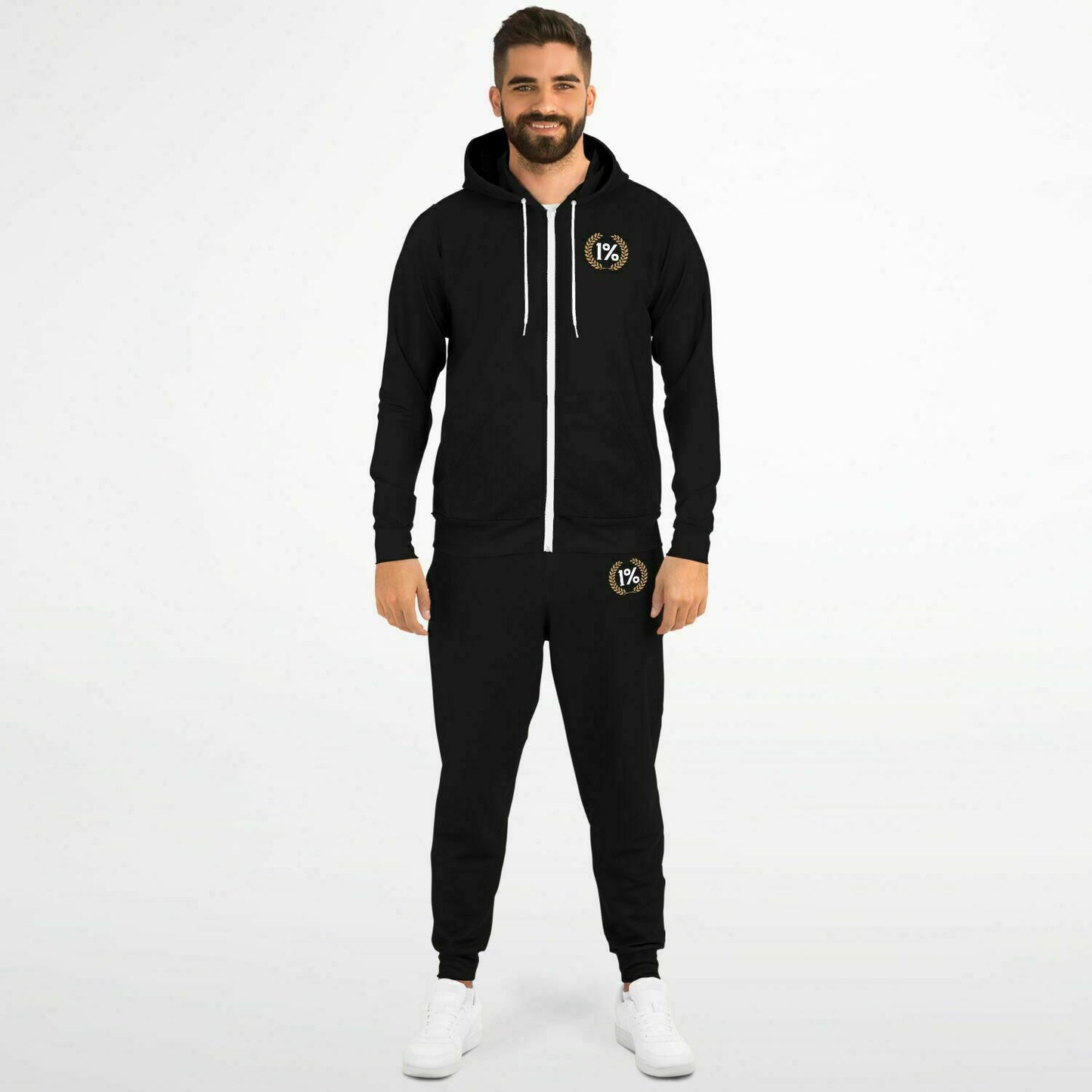 1% Wreath Black Zipper Tracksuit Hyper Focused Social Club | One Percent