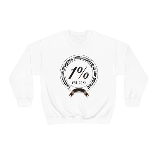 1% Badge Continuous Progress Unisex Heavy Blend Crewneck Sweatshirt | Lifestyle 4X Backside