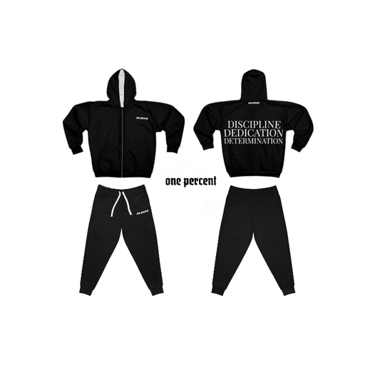 3D Discipline, Dedication, Determination | Black Unisex Zipper Tracksuit