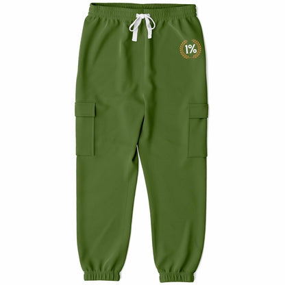 Athletic Cargo Sweatpants Olive Green | 1% Wreath Logo Style