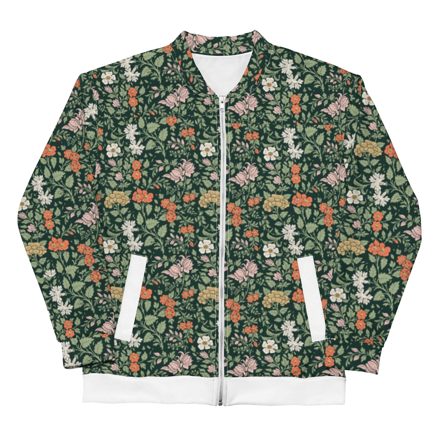 Japanese Flower Unisex Bomber Jacket White | One Percent